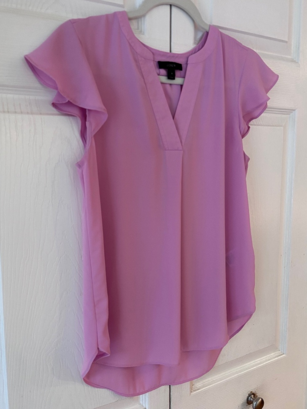 J. Crew Pink Raspberry Flutter sleeve Blouse Size 6 - Picture 3 of 8